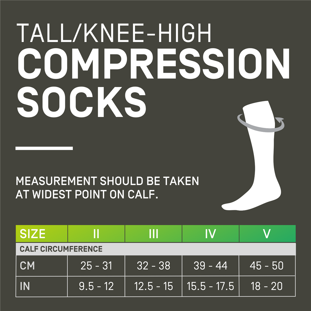 The Run Tall Socks 4.0, Women  - Measuring Chart